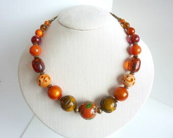 orange ethnic style Choker necklace