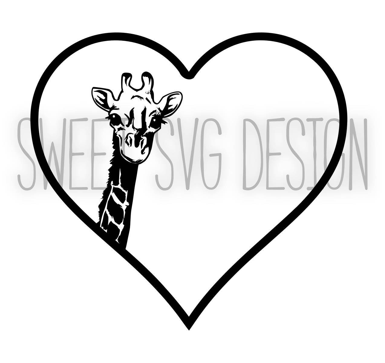 Download Giraffe Heart Frame SVG Cutting file for Silhouette Cricut