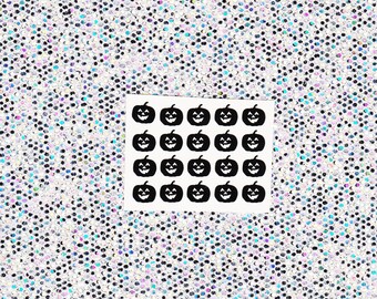 20 jack-o-lantern pumpkin nail decals for Halloween nail art available in 20 colours including holographic. nail stencils, nail vinyls
