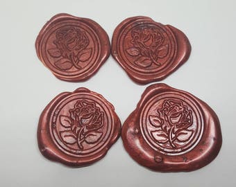 4 x red wax beauty and the beast rose wax seals