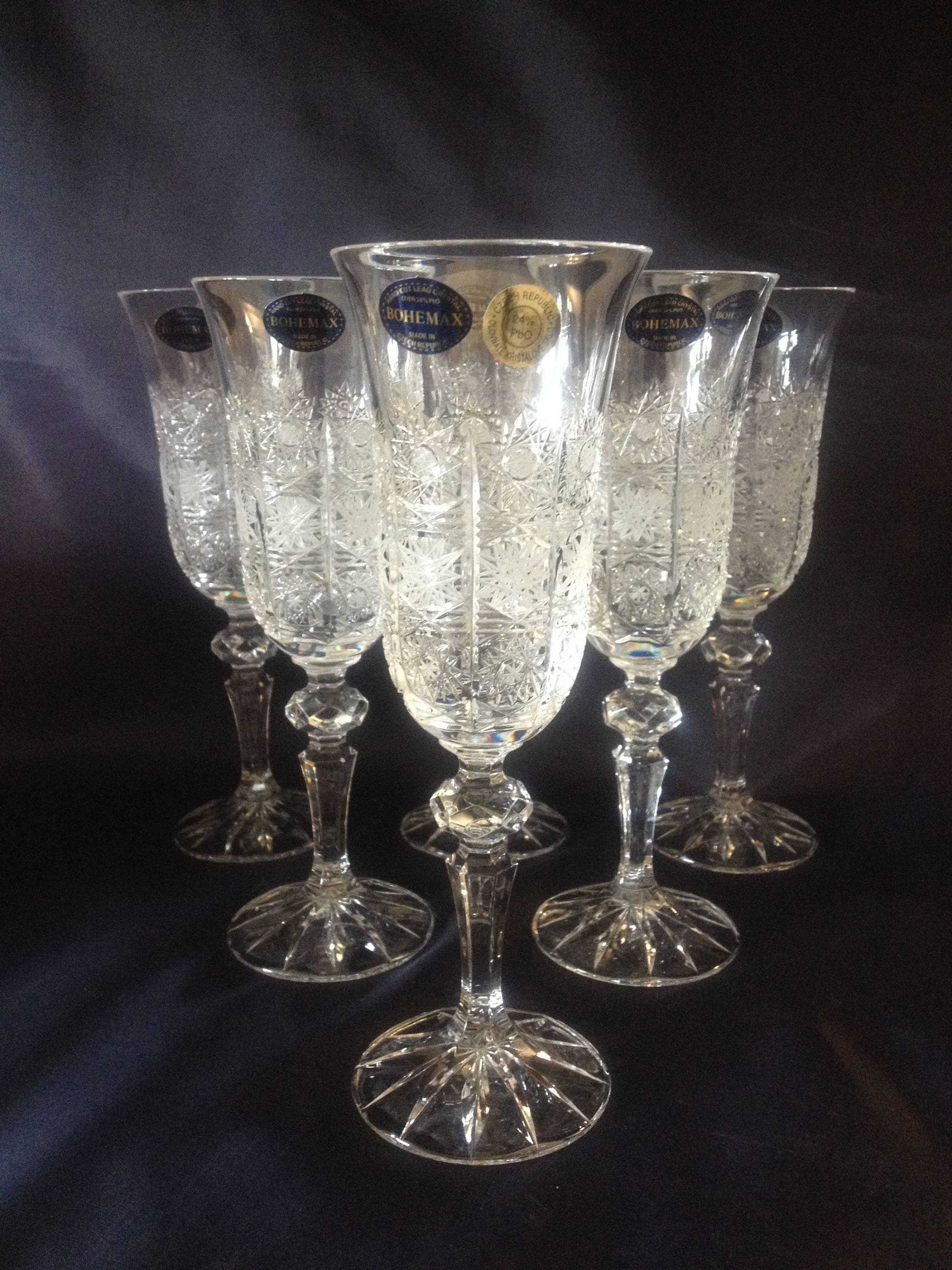 Verres de cristal de Bohême tchèque coupe de champagne 21cm