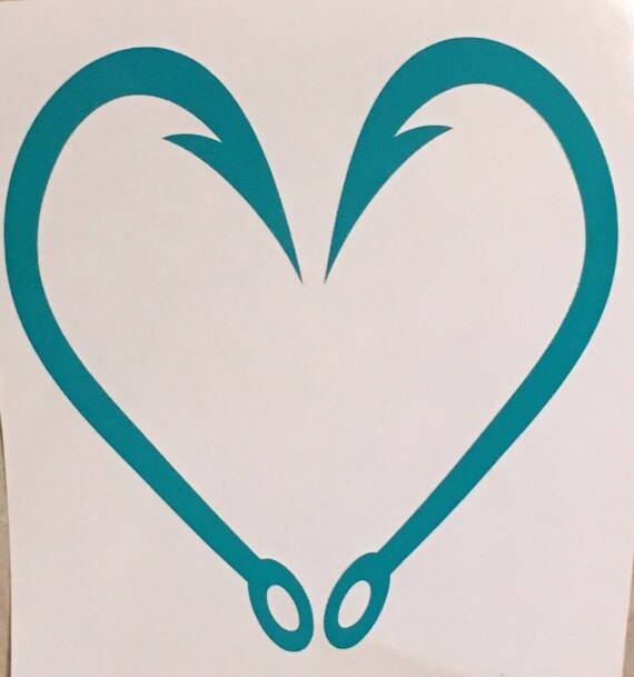 Fish Hook Heart Decal
