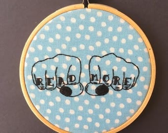 Read More Embroidery Hoop // Hand Stitched // Wall Art // Tattooed Fingers