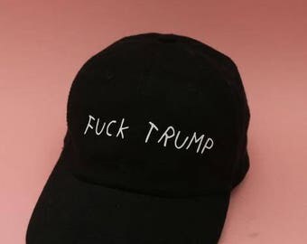 Fuck Trump Black Dad Hat Strapback Cap