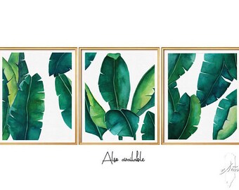 Set Leaf Prints, Art Prints, Prints, Palm leaf Print, Leafs SET-6 Files, Leaf print, Leaf printable, Set of 3 wall art, Print set ,Set of 3