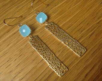Golden filigree Earrings: Crystal lagoon blue
