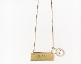 Lumos Nox Reversible Harry Potter Necklace • Handstamped Charm Necklace