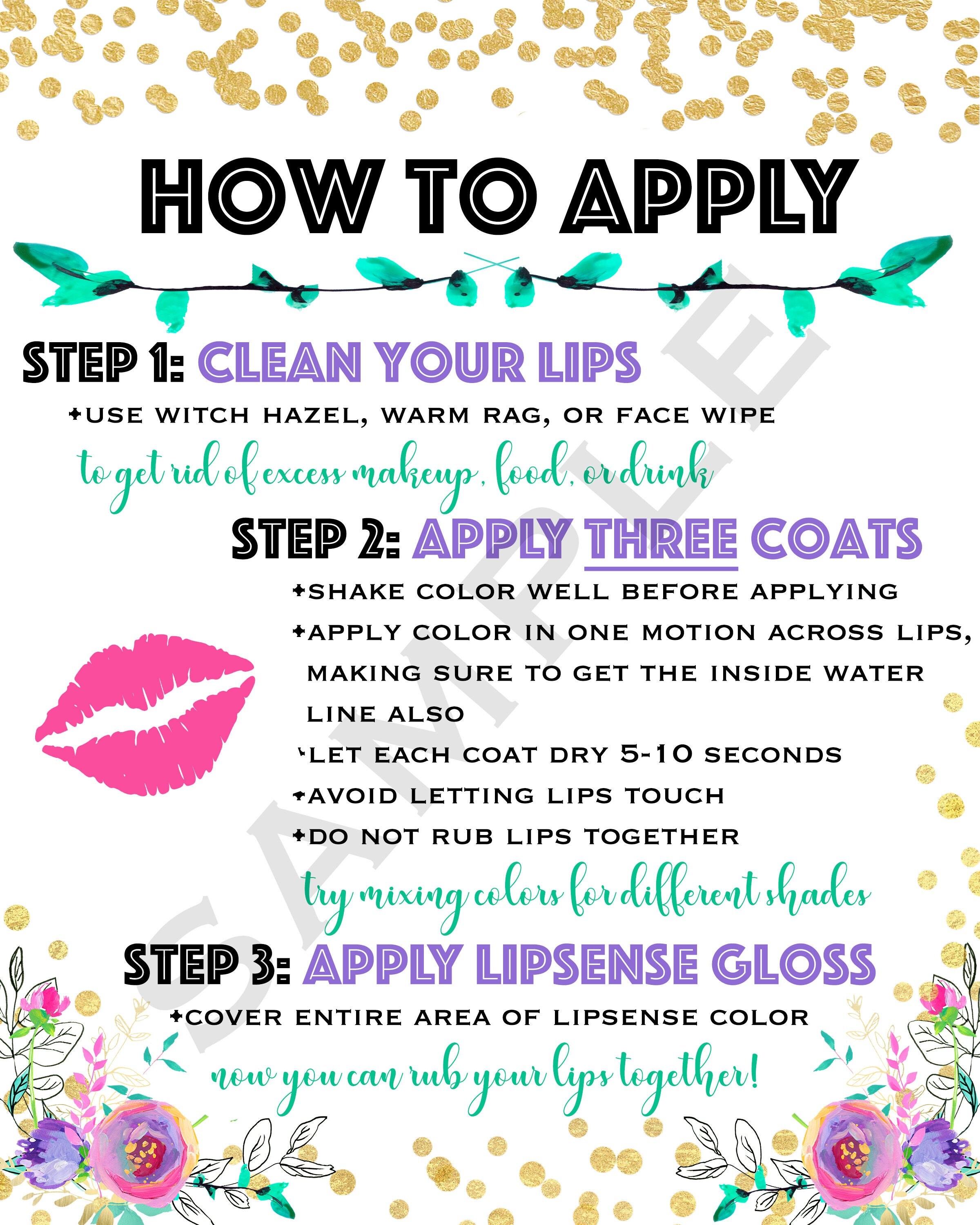 Printable Instant Download How to Apply LipSense by Senegence