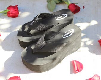 vtg 90s platform flip flop slipper sandals 7.5 8