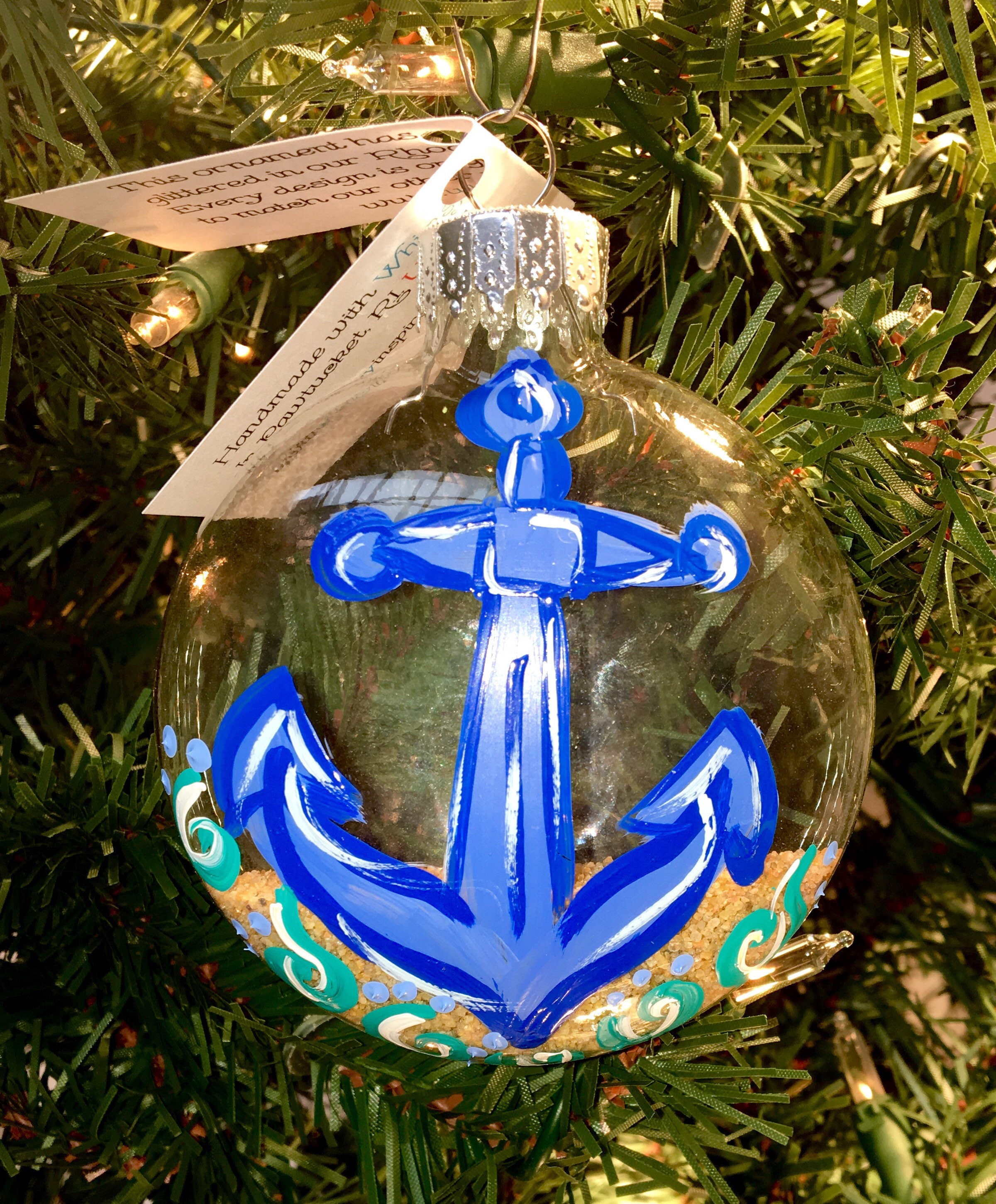 Anchor Hand Painted Beach Ornament Personalized Anchor