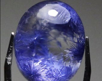 Rare Blue Dumortierite in Quartz Crystal