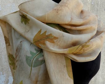 Silk scarf, Hand painted Silk scarf ,Autumn silk scarf, Unique silk scarf, Artistic silk scarf
