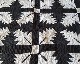 Hand made black and white patchwork quilt