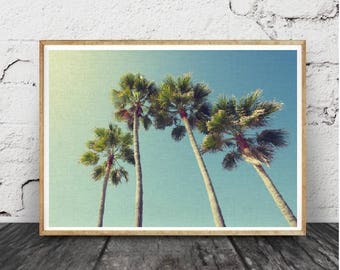 Les palmiers Tropical, impression murale Art déco, en téléchargement affiche grand format imprimable, photographie couleur, numérique,