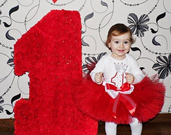 Red Baby Girl 1st Birthday Tutu Outfit,Red 1st Birthday Outfit, One Year Old Girl Birthday Outfit, 1 Year Old 1st Birthday Girl, Red tutu