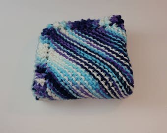 Knitted dishcloth - dark blue