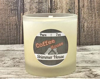 Coffee Candle | 100% Pure Soy Wax Candle | 7oz | Hand Poured Jar Candle | Color Free Candle | Gifts for Her | Housewarming | Shimmer House