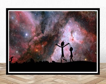 rick and morty, rick and morty poster, rick, rick morty, rick sanchez, geek, geek wall art, nerd decor, nerd, space, hubble, galaxy, space