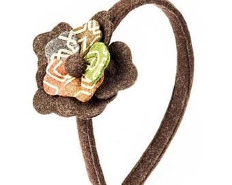 Boiled wool fabric flower headband