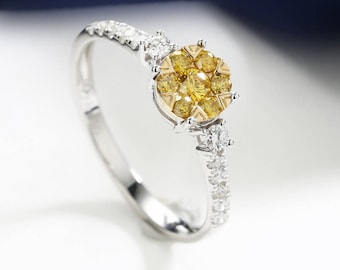 yellow diamond engagement ring rose gold unique wedding ring prong set dainty delicate micro pave birthstone - Yellow Diamond Wedding Rings yellow diamond engagement ring rose gold unique wedding ring prong set dainty delicate micro pave birthstone - Yellow Diamond Wedding Rings