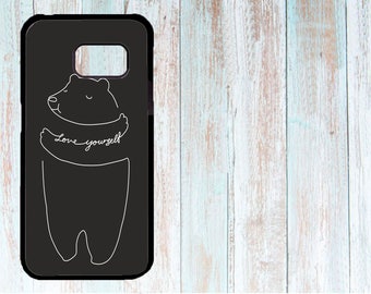 Cover for Samsung, Custom Cover for Samsung, Personalized Cover, Case for Samsung Galaxy S3/S4/S5/S6/S7/S8, Cute Bear, Love Yourself, black