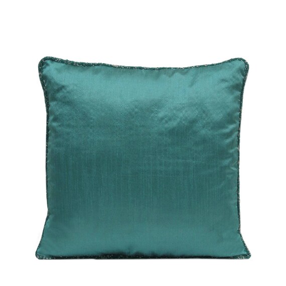 Light Teal Pillow Cover Teal Throw Pillow Teal Bead Pillow