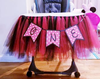 Minnie mouse highchair tutu, Highchair tutu, birthday tutu, Minnie mouse theme, first birthday tutu, First birthday, cake smash prop