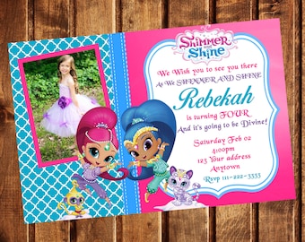 Shimmer and Shine Invitation, Shimmer and shine Birthday Party Invitation, Shimmer and Shine Invite, Printable, Digital file