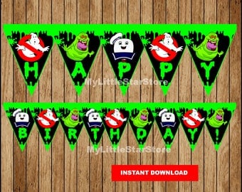 Ghostbusters Banner, Printable Ghostbusters Triangle Banner, Ghostbusters party Banner Instant download