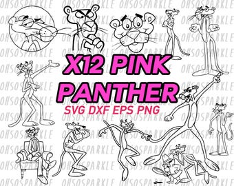 pink panther svg, clipart, eps, dxf, png, cartoon, stencil, decal, vinyl, iron on, silhouette, sizzix, cricut, cameo silhouette