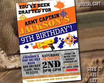 Nerf Gun Invitation / Nerf Invitation / Nerf Birthday / Nerf Party / Nerf Card / Nerf Printable / Nerf Gun Birthday Party / Nerf Gun_BS156