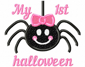 Spider applique,Spider design,Halloween Girl,halloween embroidery, halloween designs,girl spider,halloween applique ,1st halloween