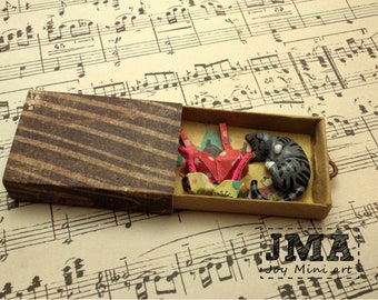 Matchbox Art- Kitty in a drawer / Diorama / OOAK
