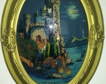 Castle in Belgium Reverse Glass Painting