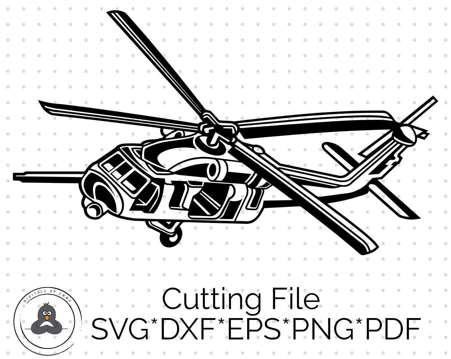 Blackhawk Helicopter Svg Silhouette SVG & Dxf Cutting Files