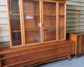 2 Piece Mid Century Modern China Cabinet Hutch Buffet Curved Credenza By Young Mfg Co 2 Piece Mid Century Modern China Cabinet Hutch Buffet Curved Credenza By Young Mfg Co