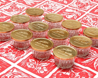 Box Of 12 Vintage Jelly Jars Squat Pintsw/ Metal Lids New Old Stock