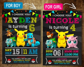 Pokemon Birthday Invitation. Invitations. Pokemon Invitation. Pokemon Birthday Party. Pokemon Party. DIY