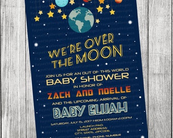 Spaceship/Over the Moon Baby Shower Invitation