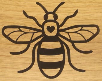 Manchester Bee Vinyl Car Decal Sticker 160mm x 130mm Heart Black B