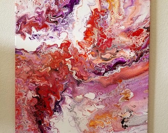 Abstract Pour Painting Acrylic "Percussion" 18x24 Original Painting Ready to Hang