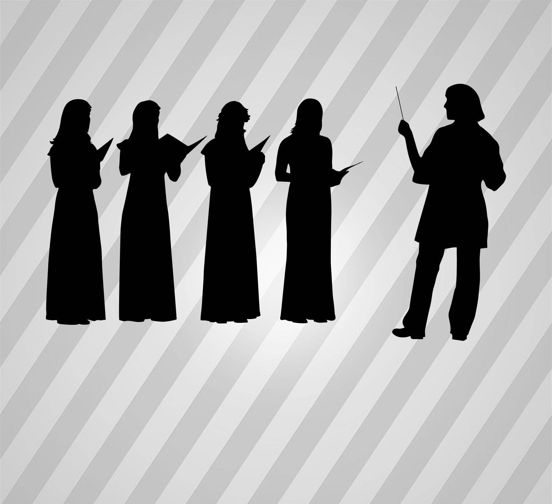 Choir Silhouette Musical Svg Dxf Eps Silhouette Rld RDWorks