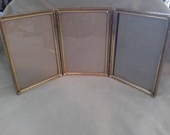 Vintage Photo Frame Gold Hollywood Regency Tri frame
