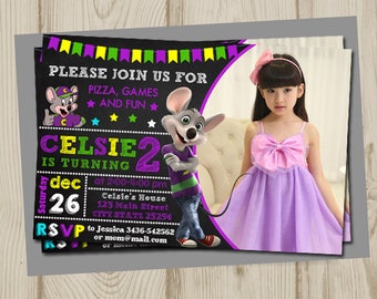 Chuck e cheese invitation, chuck e cheese birthday, chuck e cheese birthday invitation, chuck e cheese party, chuck e cheese, printable