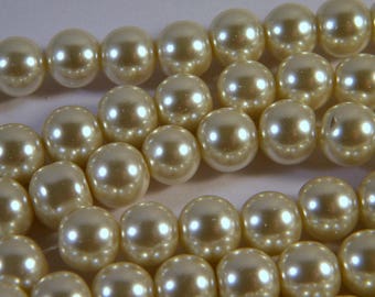 glass beads 20 "cultured pearl" ivory 10 mm C22