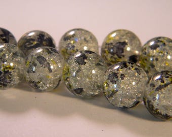 10 2 tones-12 mm - Crackle glass beads gray PE225