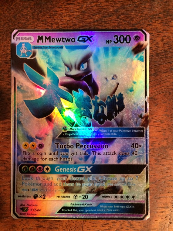 Pokemon mega mewtwo ex gx carta fatta a mano di Proxy rara