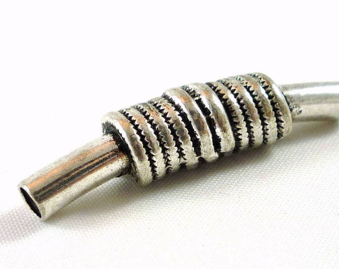 tube 1 large bead in antique silver 40X9mm (pm26)