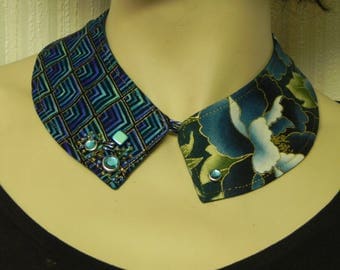 -Collar reserved - jewelry designer cotton fabric lined suede fully hand made