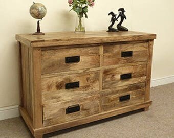 Baku mango wood 6 drawer wide chest